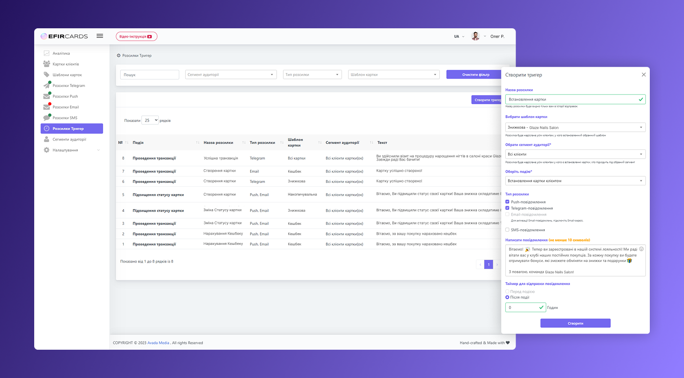 Email, SMS notifications